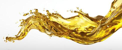 The captivating splash of golden oil in dynamic motion. photo
