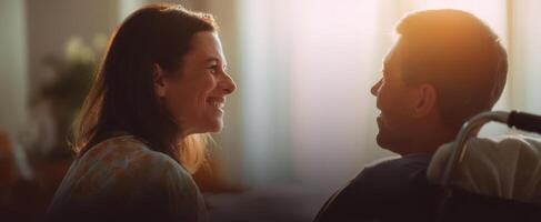 The joyful connection between a caregiver and a patient in a healing environment. photo