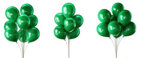 The vibrant green balloons floating in a joyful party arrangement. photo