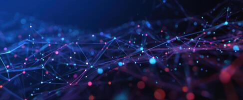 The vibrant network of glowing particles representing digital connections and innovation. photo