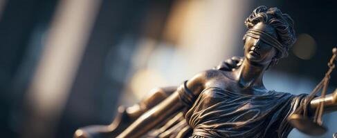 The Blindfolded Woman Statue Representing Justice and Fairness in Law photo