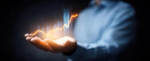 The hand showcasing dynamic growth through innovative financial data visualization. photo