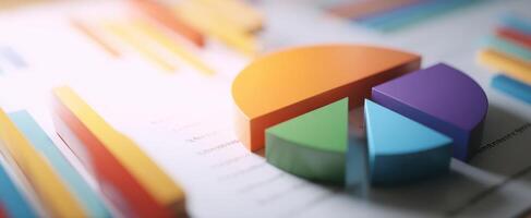 The colorful pie chart representing data analysis and business insights. photo