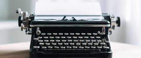 The elegant vintage typewriter inviting creativity and inspiration in a modern workspace. photo