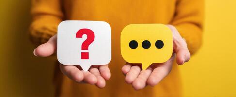 The question and message icons representing communication and engagement concepts. photo
