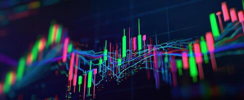 The dynamic candlestick chart illustrating financial market trends and analysis. photo