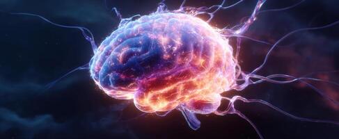The Vibrant Brain Representing Energy and Connection in a Digital Realm. photo