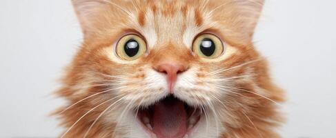 The adorable orange cat with an excited expression and charming gaze. photo
