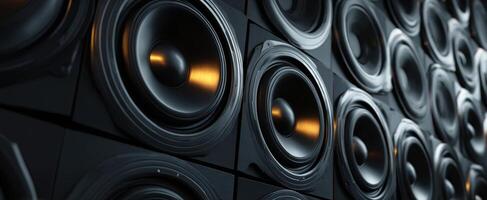 The collection of high-fidelity speakers in a modern audio setup. photo