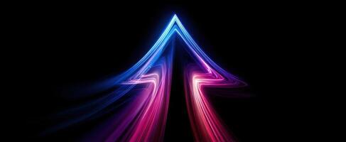 The neon arrow symbolizing direction and innovation in a vibrant digital landscape. photo