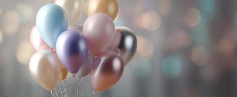 The vibrant balloon cluster creating a festive atmosphere for any celebration. photo