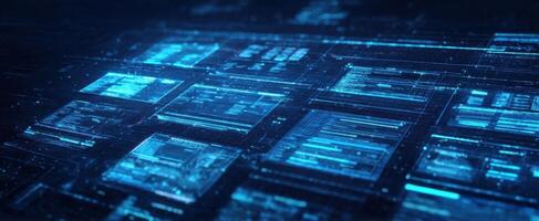The Digital Interface Showcasing Futuristic Data Visualization in Blue tones photo