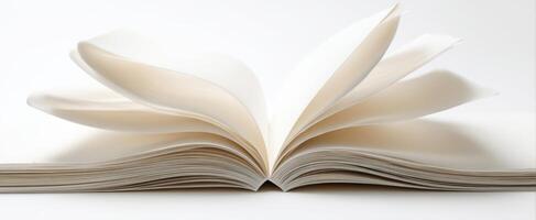The blank pages of an open book inviting creativity and inspiration photo