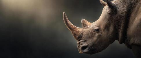 The Majestic Rhinoceros in an Atmospheric Wilderness Setting photo