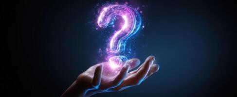 The Mysterious Question Mark Hovering Above an Outstretched Hand photo