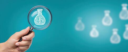 The Magnifying Glass Highlighting Financial Growth and Investment Opportunities photo
