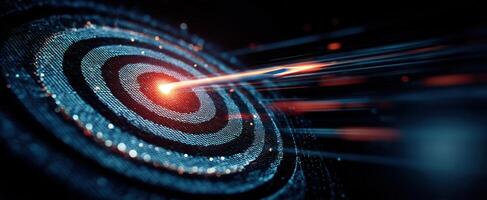 The Dynamic Target Illuminated by a Laser Beam in a Futuristic Setting. photo