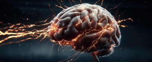 The electrifying brain showcasing neural connections and creativity sparks photo