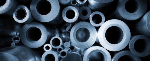The Intricate Arrangement of Circular Metal Pipes in Industrial Design photo