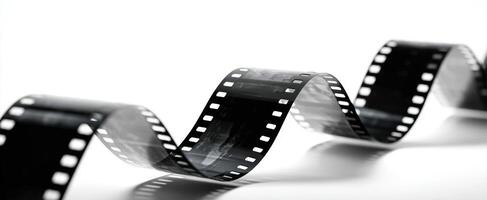 A row of film strips on a white background photo