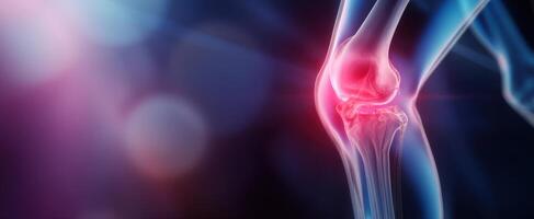 The Human Knee Joint Highlighting Pain and Injury in the Anatomical Structure photo