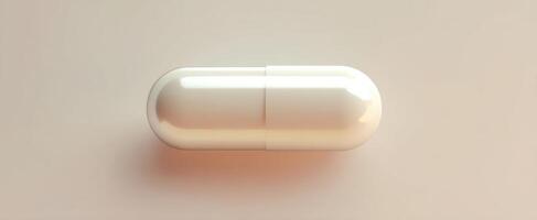The elegant white capsule stands out on a minimalistic background. photo