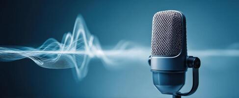 The microphone and soundwave creating a captivating audio atmosphere. photo