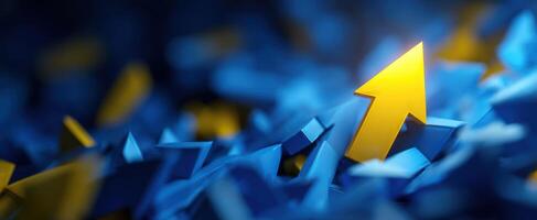 The upward arrow signifies growth and success in dynamic environments. photo