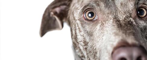 The close-up portrait of a curious and affectionate dog showcasing expressive eyes. photo