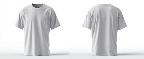 The versatile white t-shirt showcasing front and back views for fashion display. photo