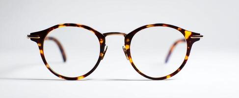 The stylish tortoiseshell glasses with contemporary design and clear lenses. photo