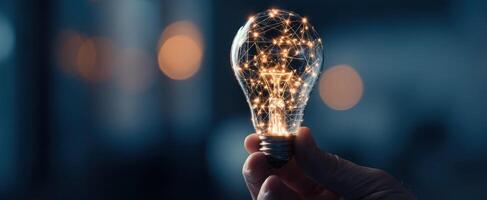 The luminous light bulb representing innovative ideas and creativity in a digital world. photo