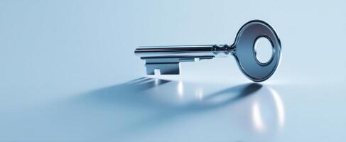 The elegant key resting on a reflective surface, showcasing modern design and simplicity. photo