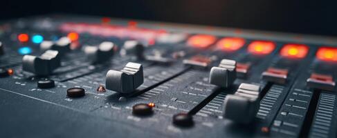 The modern mixing console enhancing audio production in a professional studio. photo