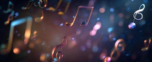 The Colorful Dance of Musical Notes in a Dreamy Background photo