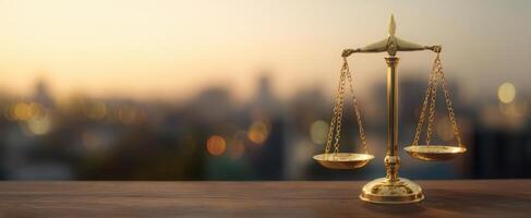 The golden scales of justice symbolizing fairness and balance in law. photo