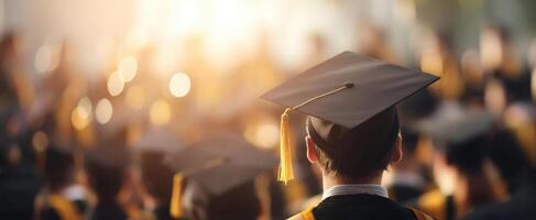 The graduate wearing a cap celebrates an important milestone during the ceremony. photo