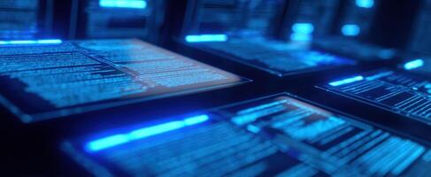 The Digital Display Featuring Futuristic Data in Blue Illumination photo
