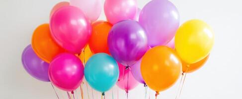 The Vibrant Collection of Colorful Balloons Floating Joyfully. photo