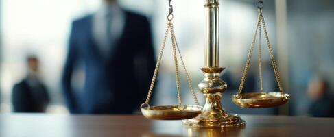 The elegant scales of justice representing the balance in the legal system. photo