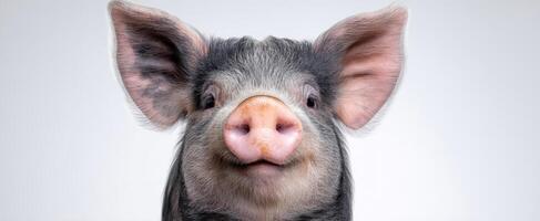The charming pig with a delightful expression and vibrant personality. photo
