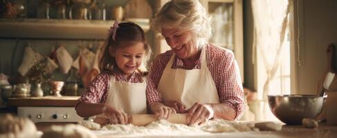 The joyful baking experience shared by a grandmother and her granddaughter. photo