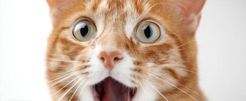 The surprised cat with wide eyes and an open mouth. photo