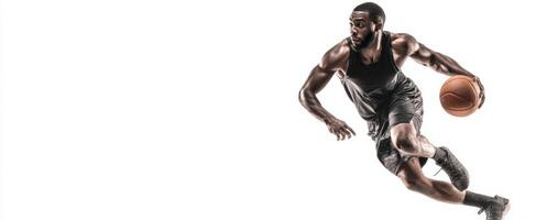 The dynamic basketball player showcasing incredible athleticism and skill in motion. photo