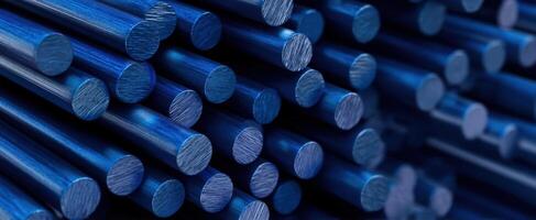 The Blue Metal Rods Displaying Modern Industrial Textures and Patterns photo
