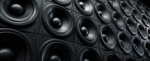 The Massive Array of Black Speakers in a Stylish Acoustic Environment photo