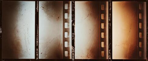 The film strip showcasing empty frames with a vintage aesthetic. photo