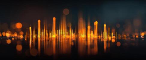 The Vibrant Sound Waves with Reflection in a Dark Background photo