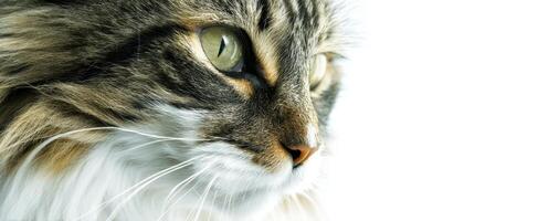 The majestic cat gazing peacefully against a bright background. photo