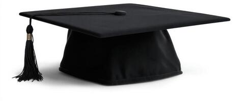 The classic black graduation cap with tassel for academic achievement. photo